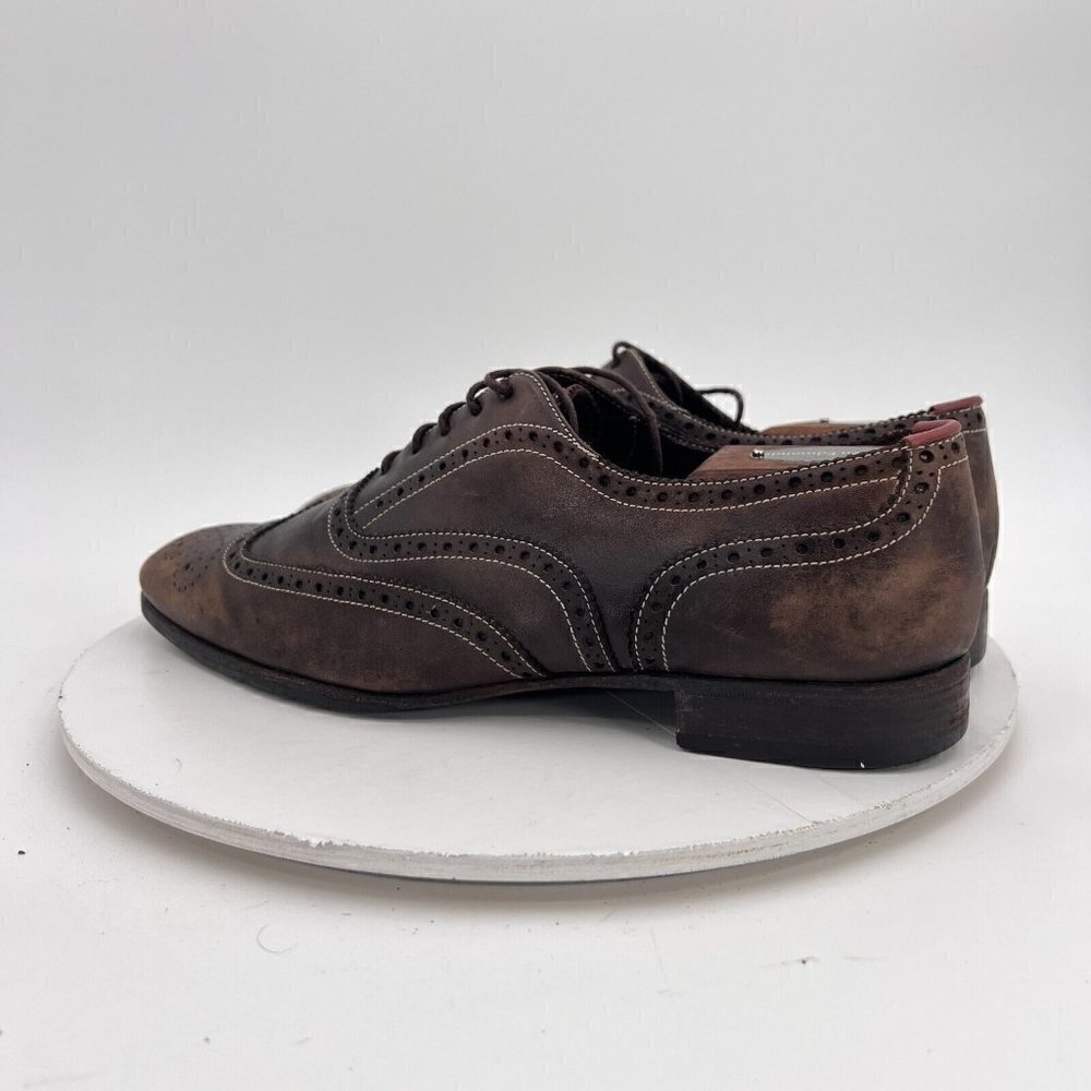 Paul Smith Men Size 7.5 Brown Leather Brogue Wingtip Lace Up Dress Shoes - Picture 3 of 16
